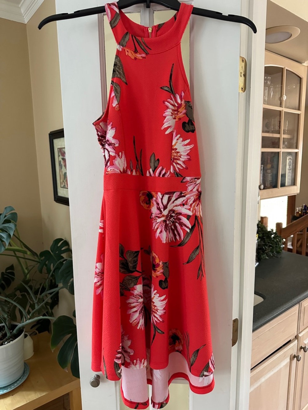 Almost Famous Coral Floral Midi High Low Dress